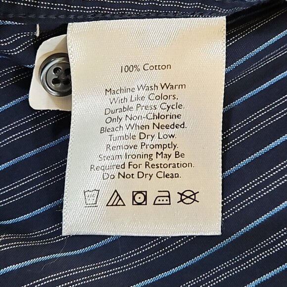 Eddie Bauer Long Sleeve Shirt Men's Tall TXL Blue Stripe Non-Wrinkle Relaxed Fit - Picture 6 of 14